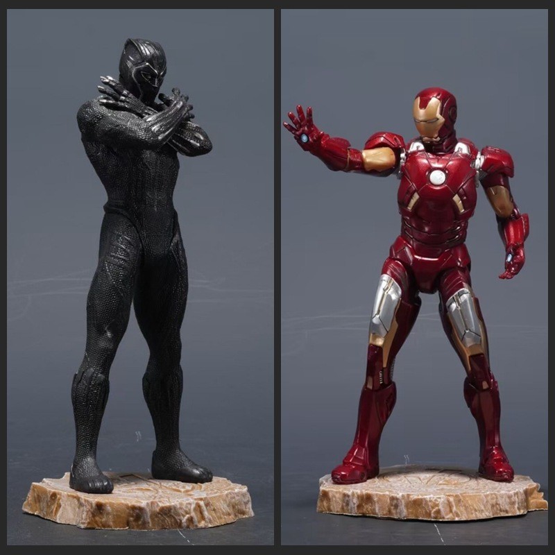 Avengers Black Panther Hair Wave Iron Man Đứng GK Mẫu Búp Bê Trang Trí Đóng Hộp Hình Tượng