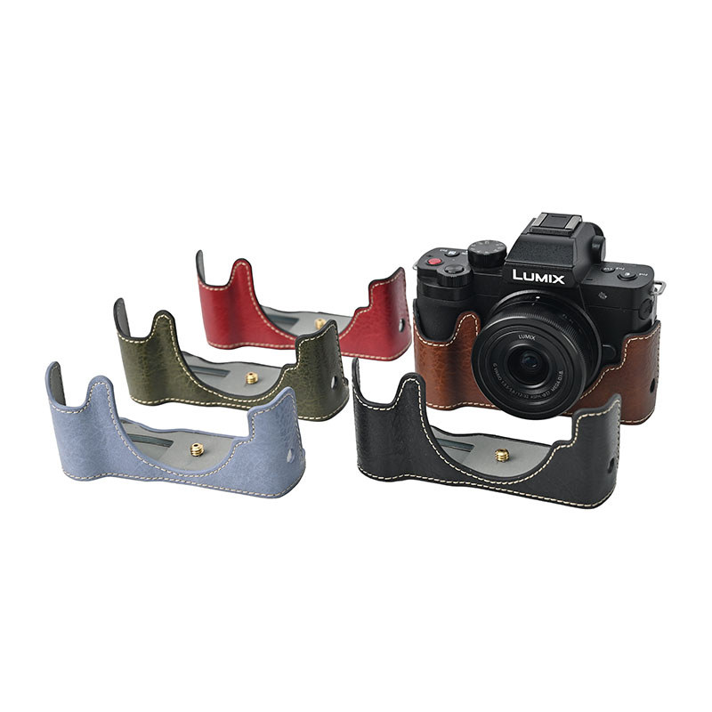 Thích Hợp Cho Máy Ảnh Panasonic G100K Vải Lanchee Họa Tiết Đế G100D Máy Ảnh Da Nửa Túi Bảo Vệ Túi Đe