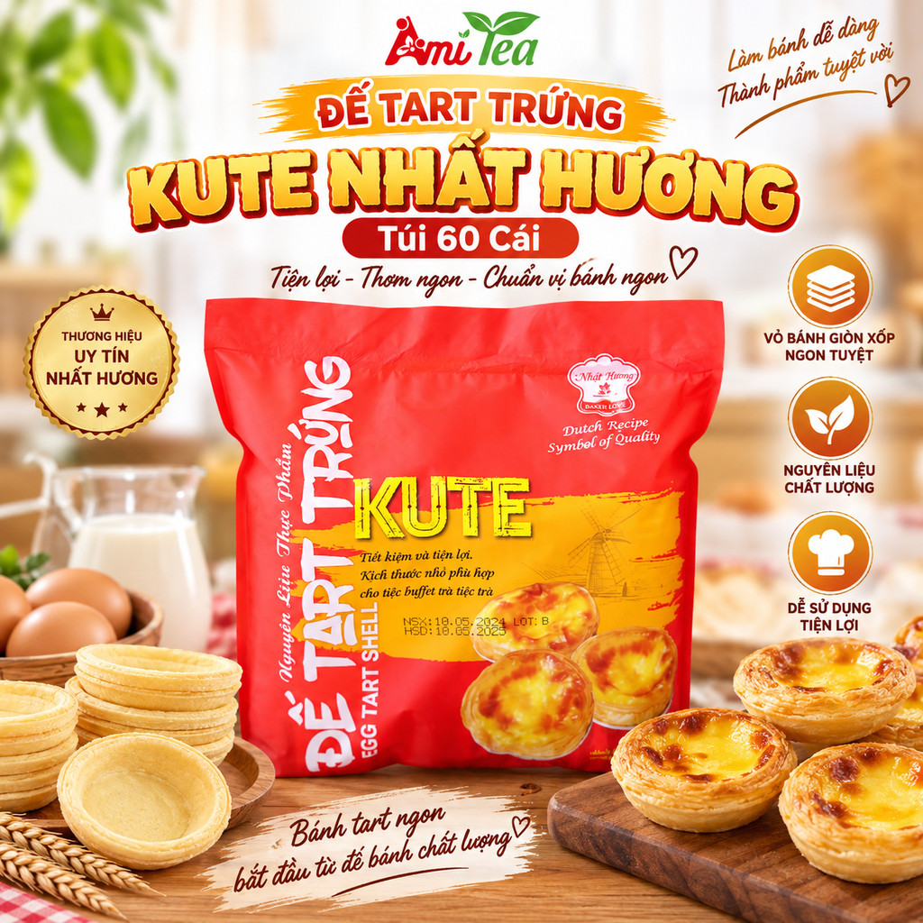 (Xả Hàng 50%) Đế Tart Trứng Kute Nhất Hương Túi 60 Cái Vỏ Tart Làm Bánh Tart Trứng Tiện Lợi (Date 11