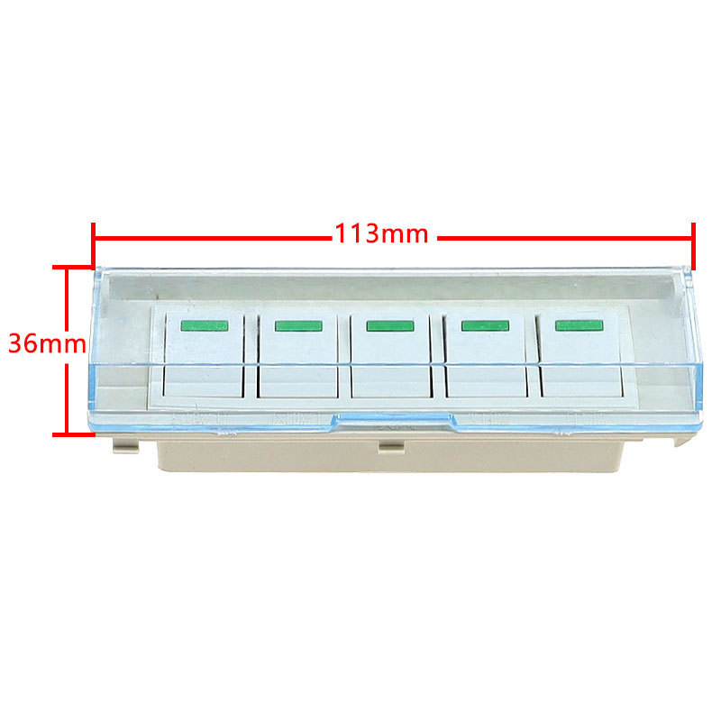 Universal Wall-Mounted Yuba Switch Five-Open 5-Open Single Row with Cover-Proof Five-In-One Warm Swi