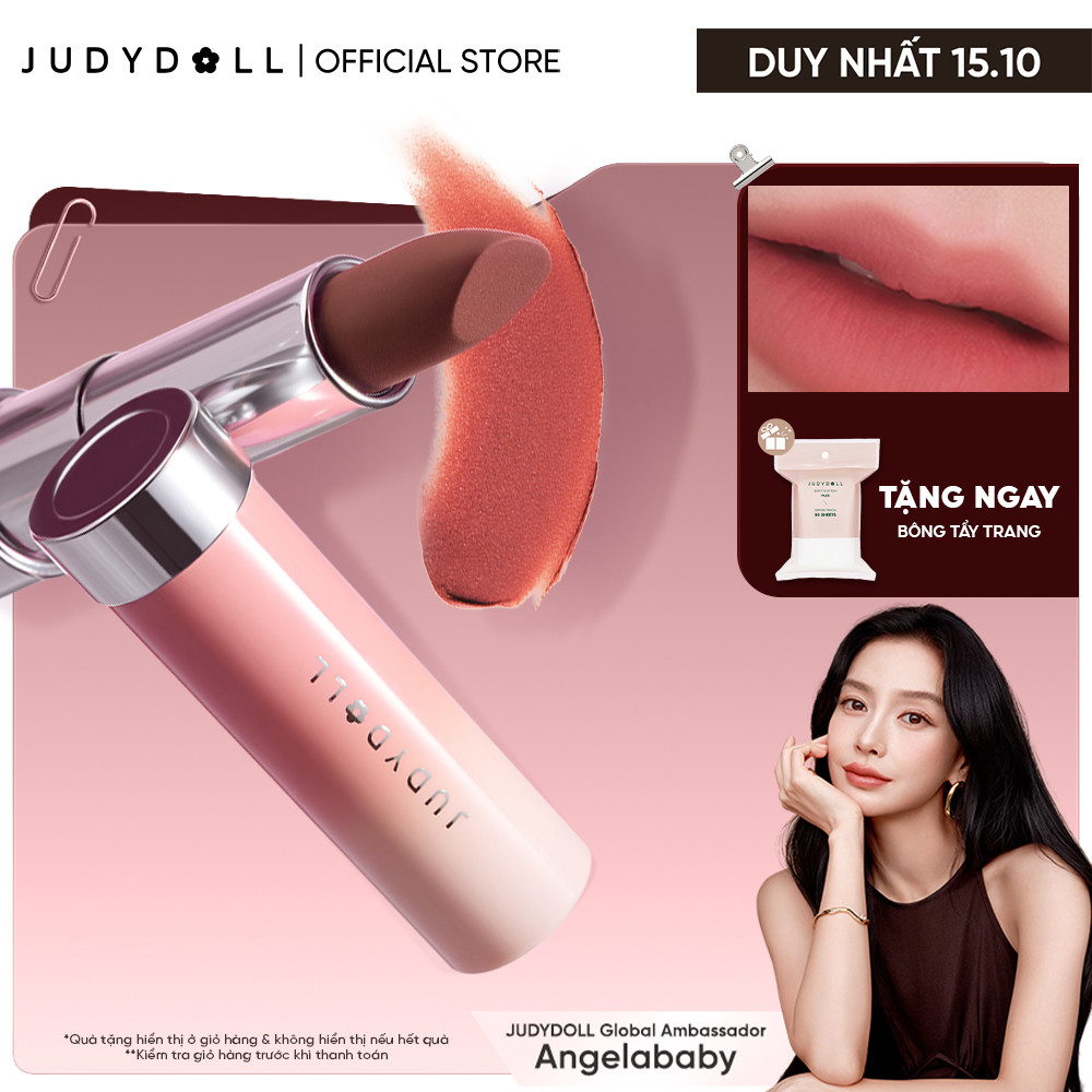 Son Lì JUDYDOLL Velvet Matte Lipstick Son thỏi Ẩm mướt Bơ mịn Mờ vân môi 3,6g