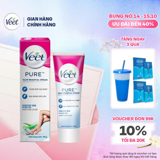 [MỚI] Kem tẩy lông Veet Pure cho da nhạy cảm, hộp lớn 100g tiết kiệm, công thức Pure cải tiến