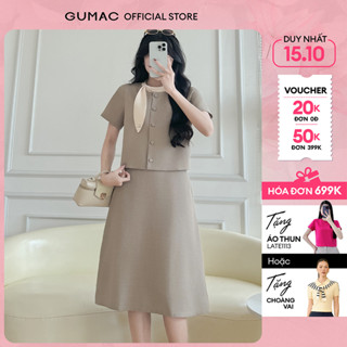 [NEW] Set lẻ Áo kiểu thêu cổ thời trang GUMAC LAF0913 - Chân váy nữ form A thời trang GUMAC LVF0917