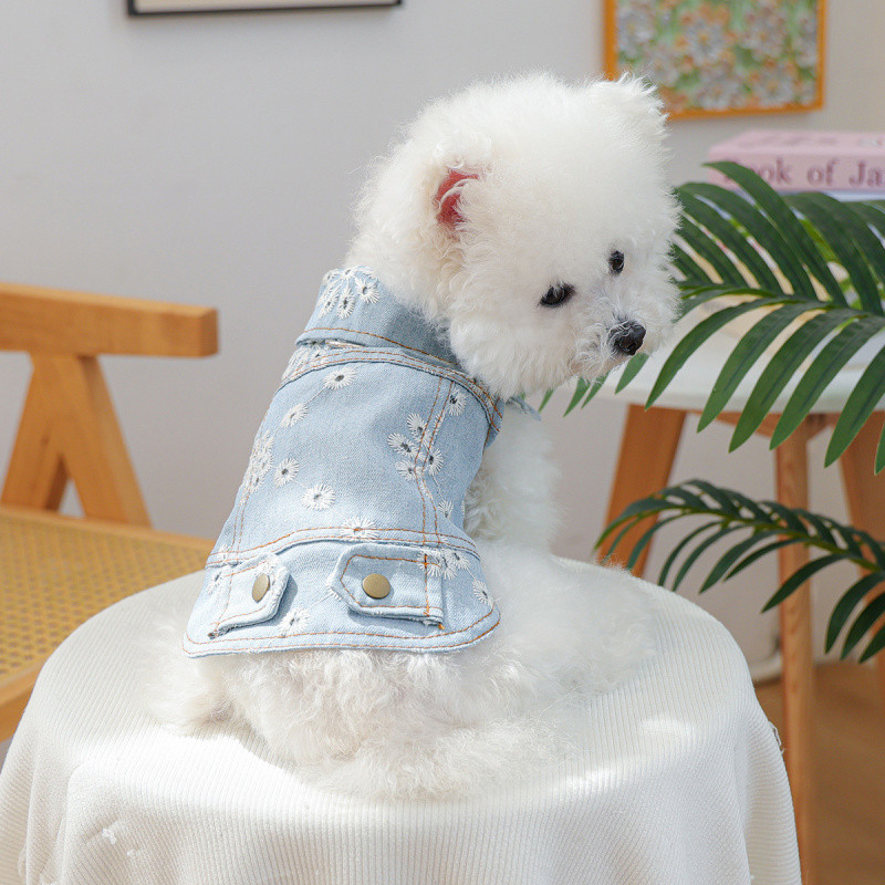 Dog Cat Pet Wear Bộ đồ Denim Rock dễ thương