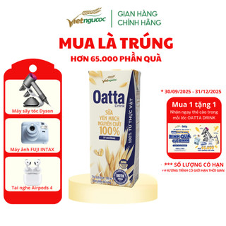   DATE T4 2026   Tặng Thẻ Cào  Lốc 3 Hộp Sữa Yến Mạch Nguyên Chất OATTA Drink Ít Đường 180ml 