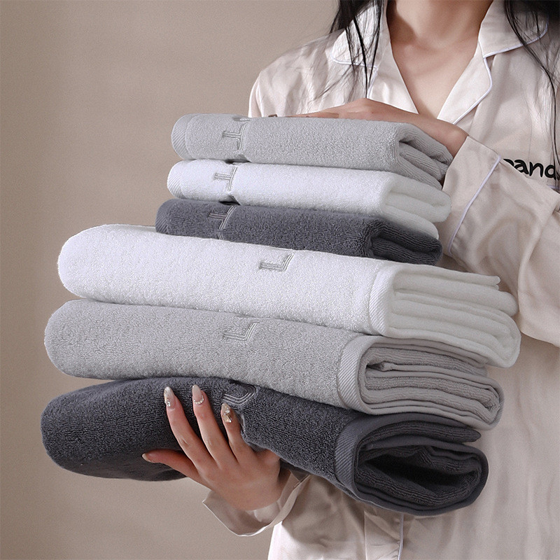 Hot Sale#Bath Towel Pure Cotton a Large Bath Towel Thickened Absorbent Jacquard Plain Adult Cotton B