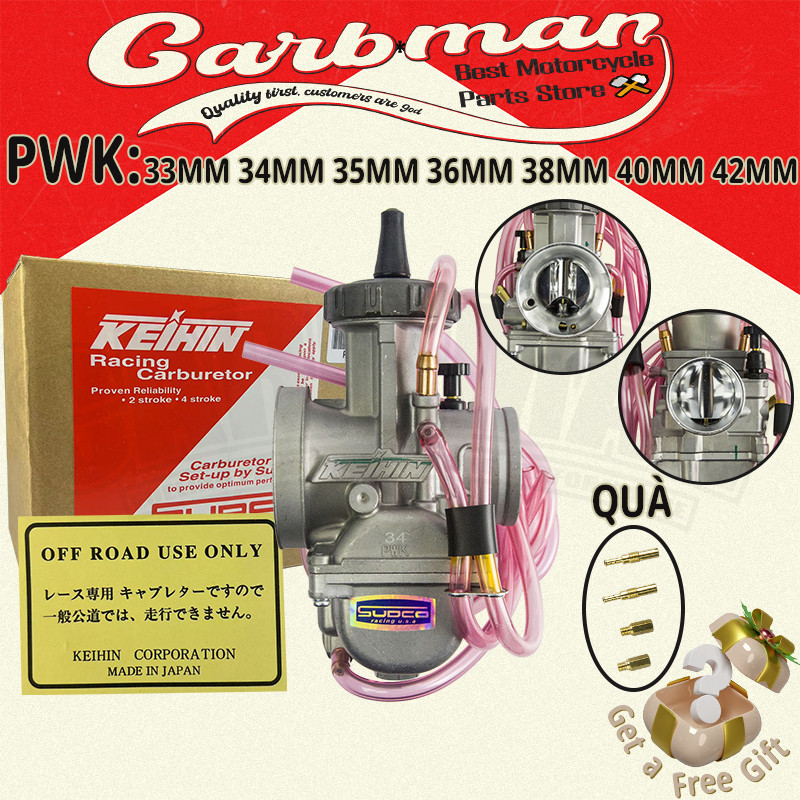 Bình Xăng Con PWK Bộ Chế Hòa Khí KEIHIN PWK 33MM 34MM 35MM 36MM 38MM 40MM 42MM SOUCO pwk RACING ĐEN KR150 Chuyên Dụng Cho Xe Mô Tô