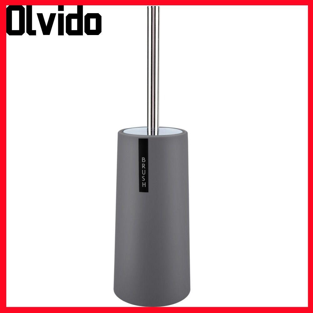OLVIDO Toilet Brush, PP ABS Stainless Steel Freestanding Design Toilet Bowl Scrubber, Durable White 