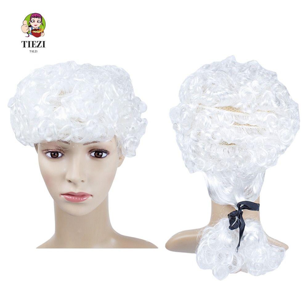 TIEZI Judge Tóc Giả, Tóc Xoăn No Bangs Judge Cosplay Mũ, Trang Phục Trắng Tóc Giả Mềm Mại Thoáng Khí