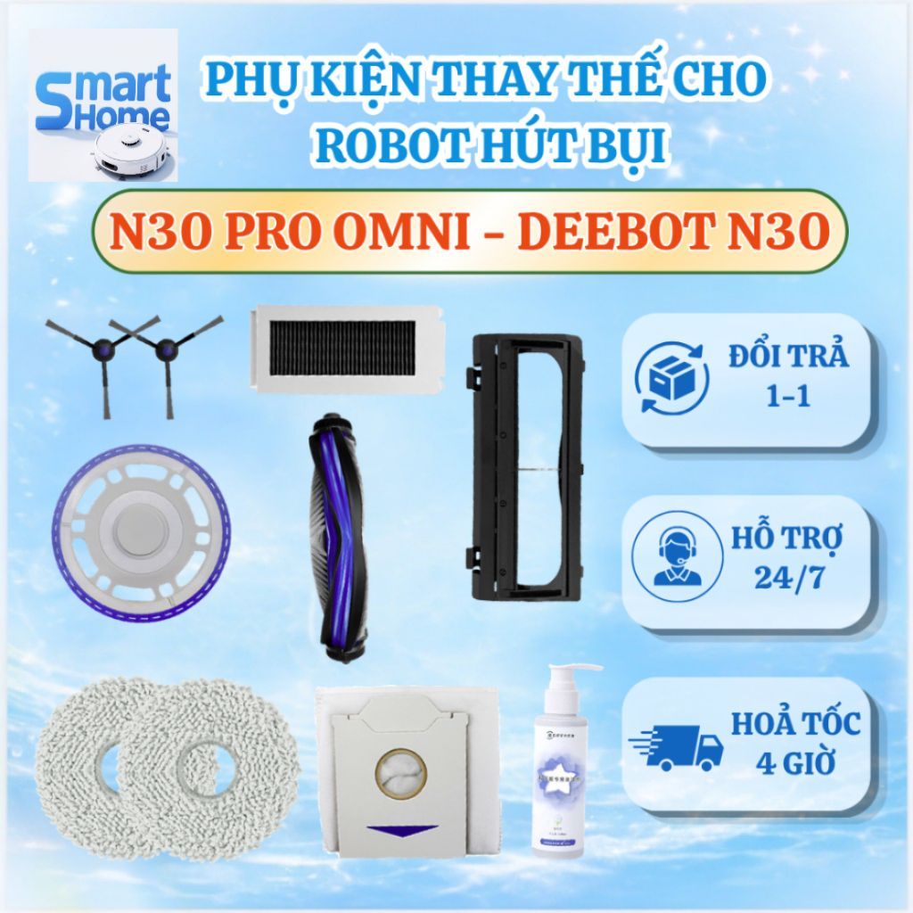 Phụ kiện robot hút bụi N30 Pro Omni, deboot N30 - Khăn lau, giẻ lau robot hút bụi lau nhà Deebot N30