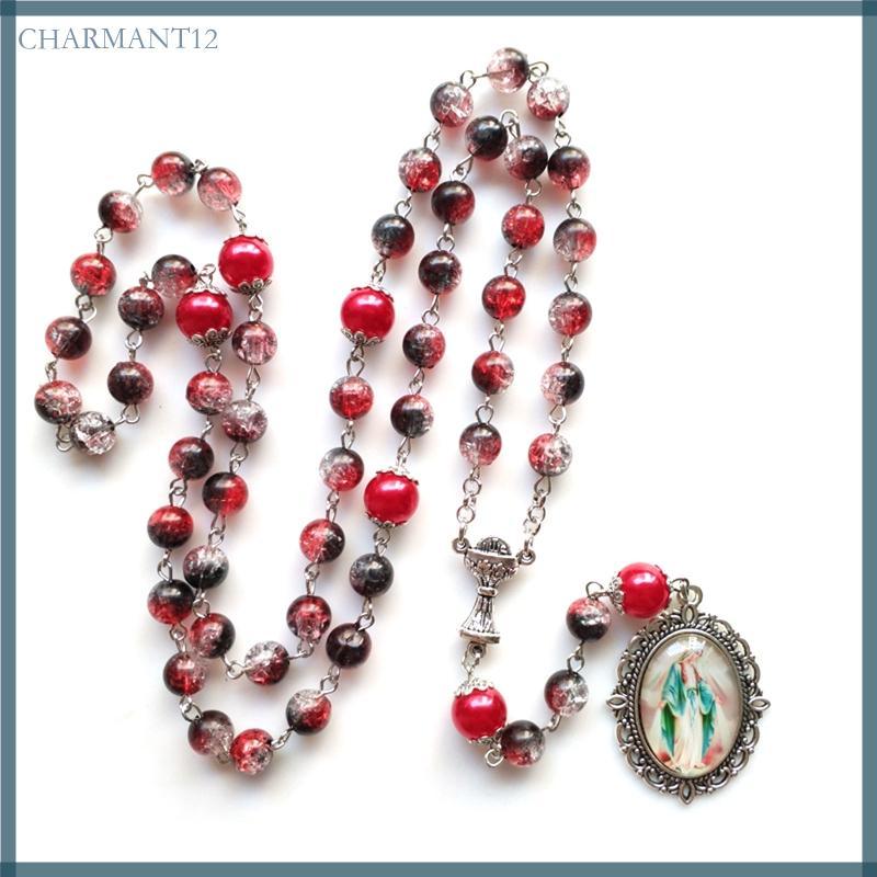 Mary Blessing Rosary Prayer Necklace virgin Mary Pendant Religious Jewelry