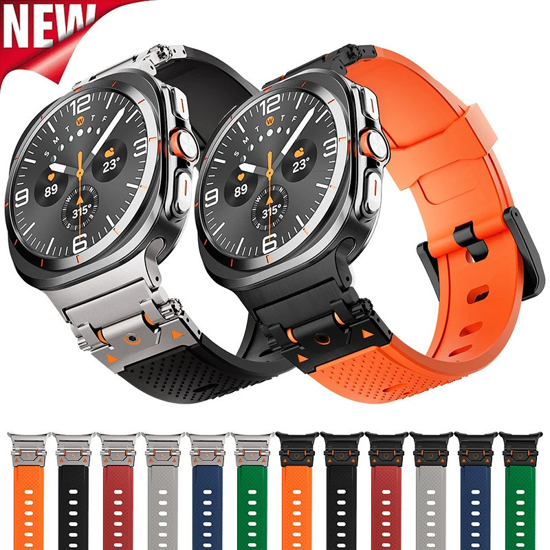 Dây đeo silicon mềm sang trọng cho Samsung Galaxy Watch 7 Ultra 47mm Dây đeo cổ tay cao su cho Galax