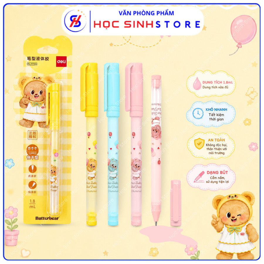 Hồ Nước Dạng Bút Deli HY506 1.8ml Thiết Kế Thông Minh, Độ Bám Dính Cao, Nhanh Khô, An Toàn - VPP HỌC