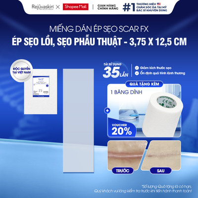 [3.75x12.5cm] Miếng Dán Sẹo Lồi Silicone Rejuvaskin Scar FX - Ép Sẹo Phì Đại, Sẹo Mổ