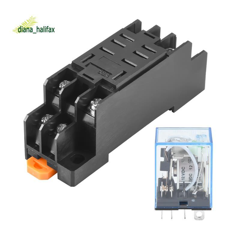 Rơle điện cuộn DC 12V DPDT LY2NJ HH62P-L JQX-13F 10A Có đế ổ cắm PTF08A