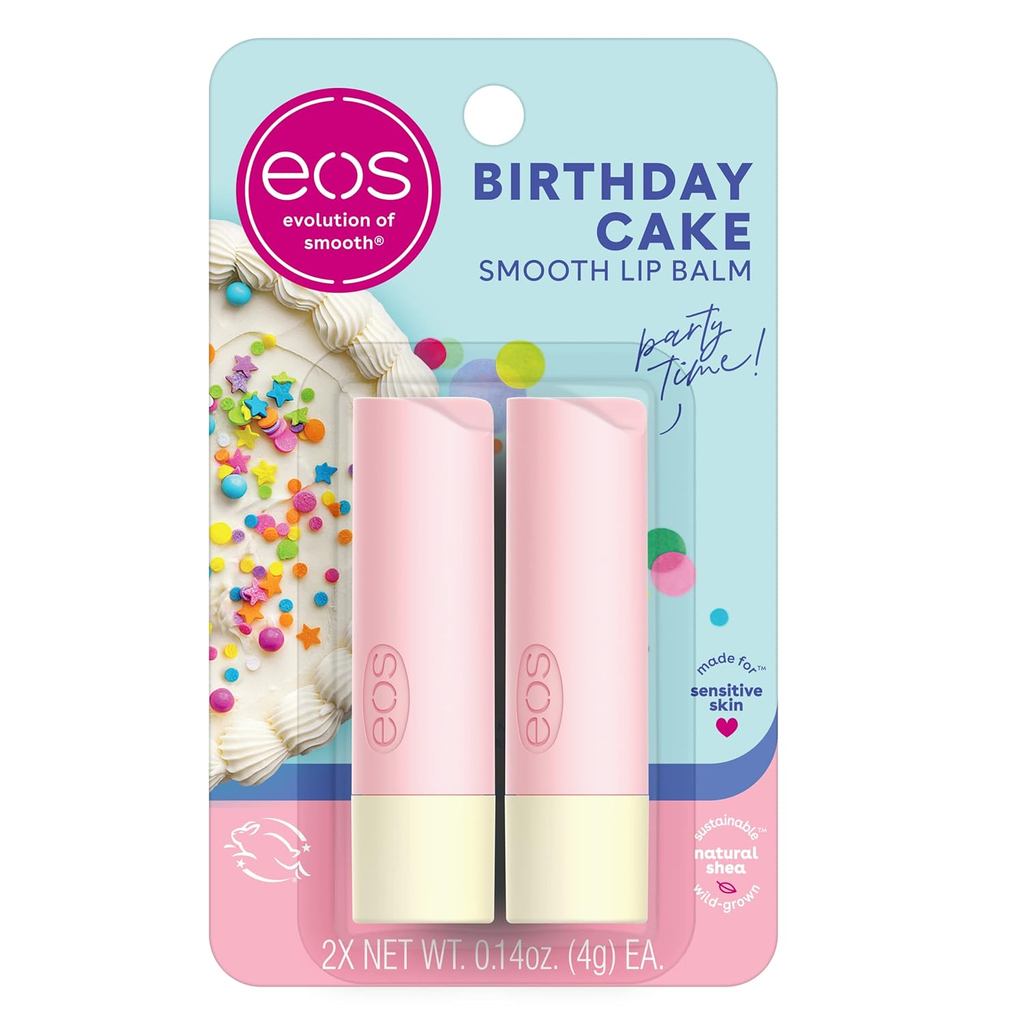 Son dưỡng môi eos Natural Shea- Bánh sinh nhật, dưỡng eos, Ẩm cả ngày, Chăm sóc môi, Bơ hạt mỡ, Dưỡn