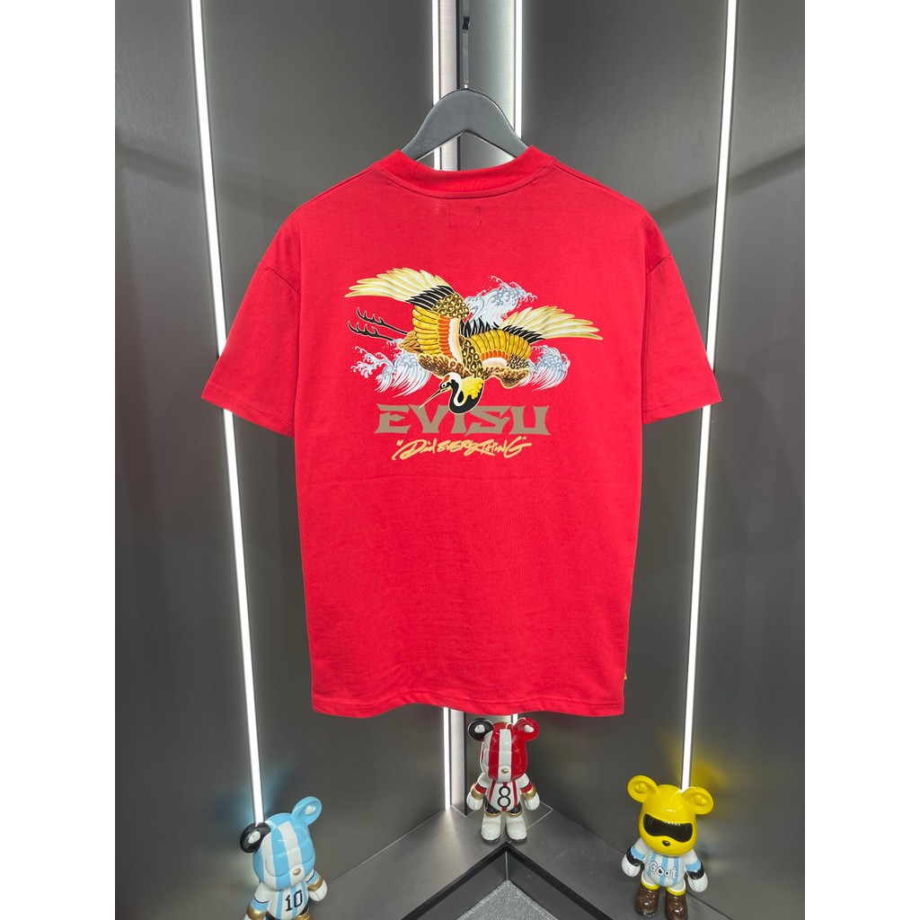 Áo thun nam nữ in hình Evisu Áo thun hợp thời trang Áo thun dáng rộng Áo thun ngắn tay có ảnh hưởng 