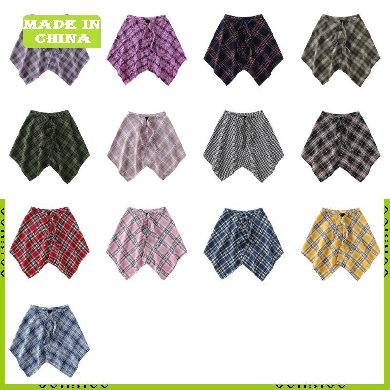 AA Lớp Bọc Không Đều Váy Buộc Hiphop Checkerer Hiphop Hip Scarf Áo Sơ Mi Extender