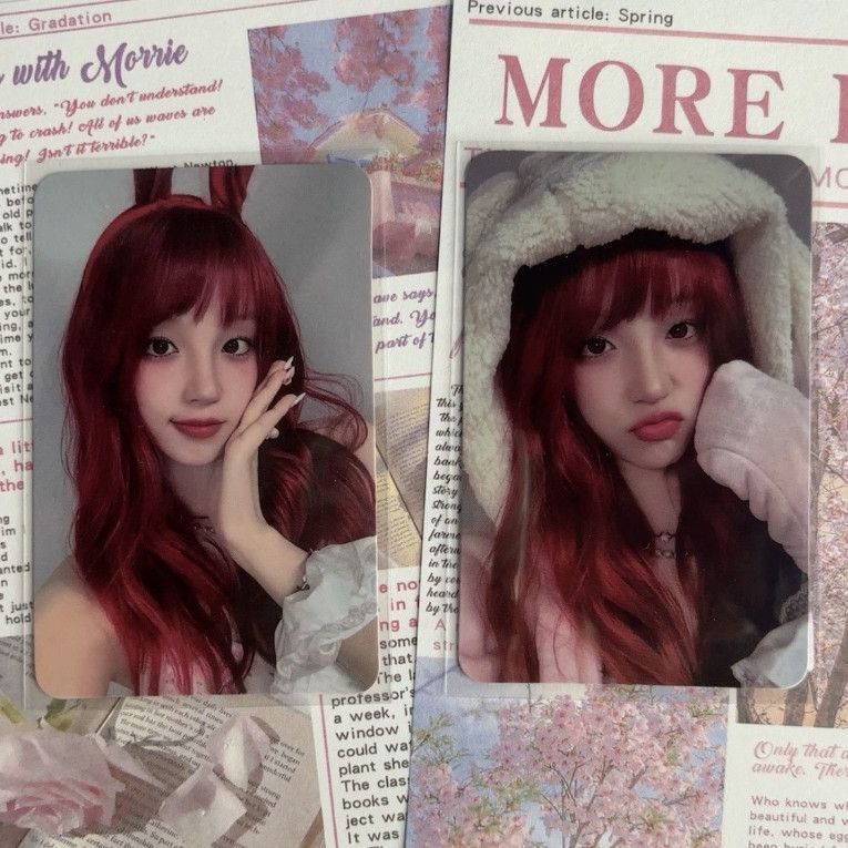 Gidle Bé Gái Áo Choàng Saita Tai Thỏ Tóc Đỏ Qi Song Yuqi Photocard Ngôi Sao Photocard