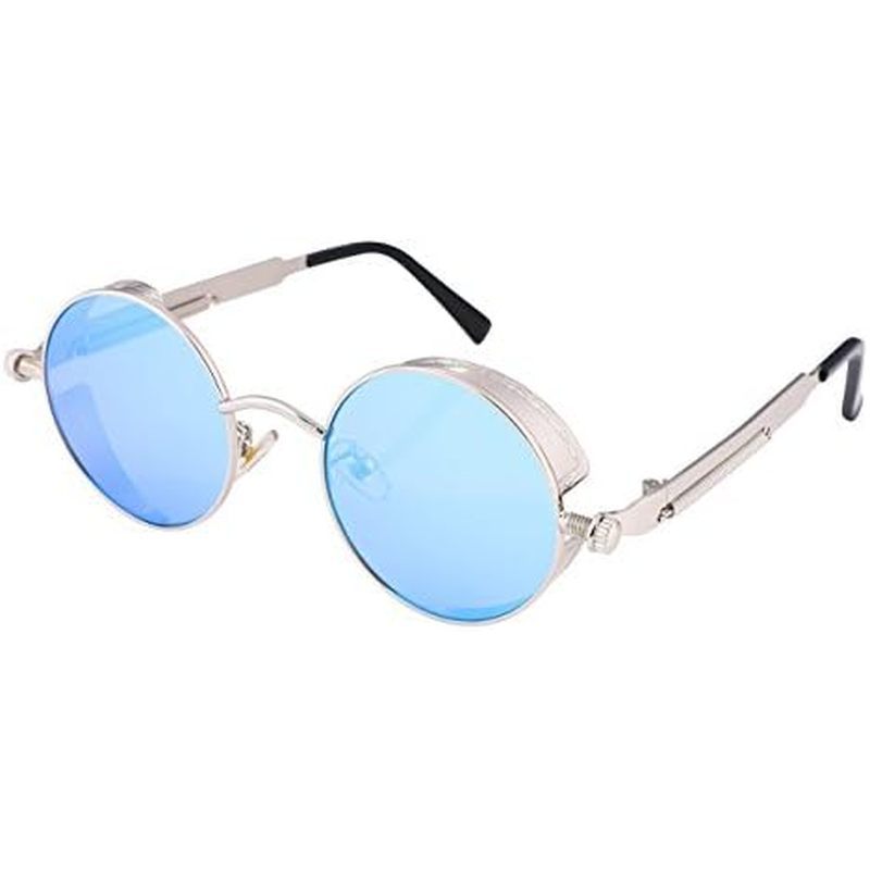 FEISEDY Retro Gothic Steampunk Sunglasses Round Metal Frame Punk Circle Inspired Shade Men B1857