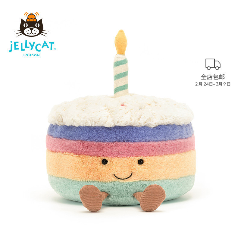 [Quà tặng sinh nhật] Bánh sinh nhật cầu vồng vui nhộn Jellycat Đồ chơi sang trọng Trang trí búp bê b