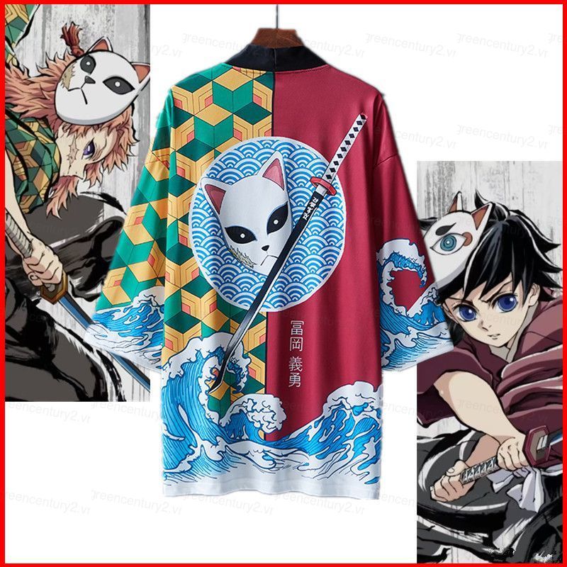 Demon Slayer Tomioka Giyuu hoạt hình anime haori linh mục frock cardigan áo len kimono áo thun
