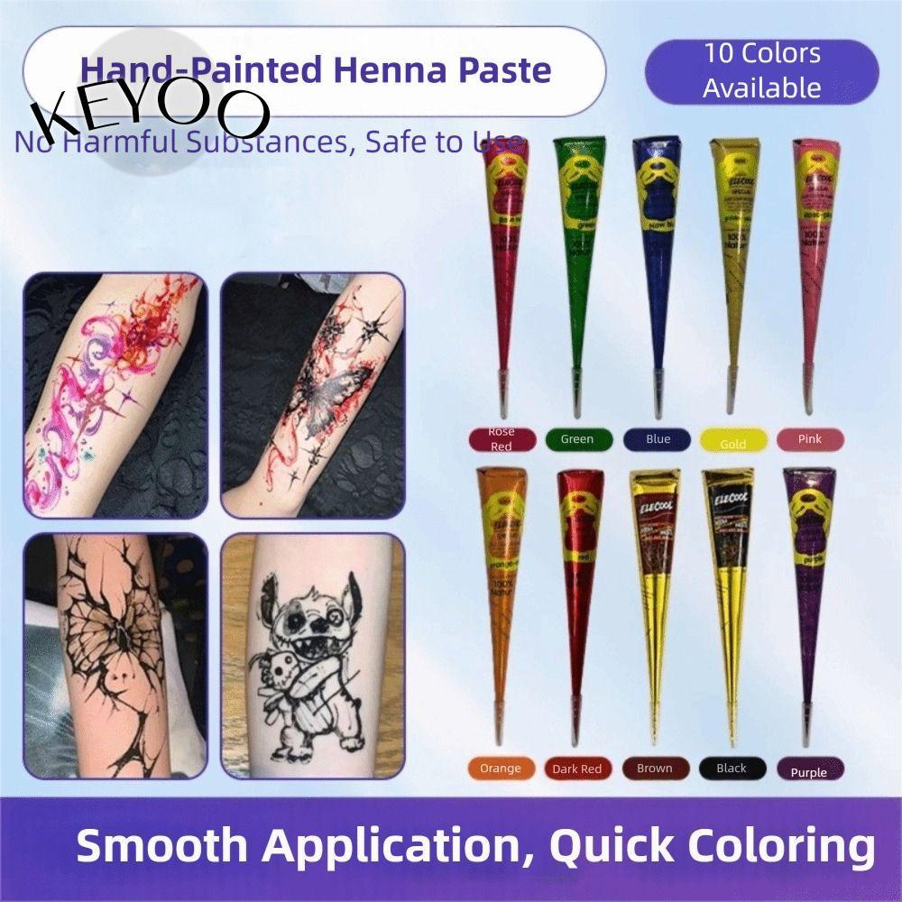 Kem xăm hình KEYOOL Henna, Kem dán Henna dễ sử dụng tạm thời, Kem xăm bán vĩnh viễn Black Brown Brow