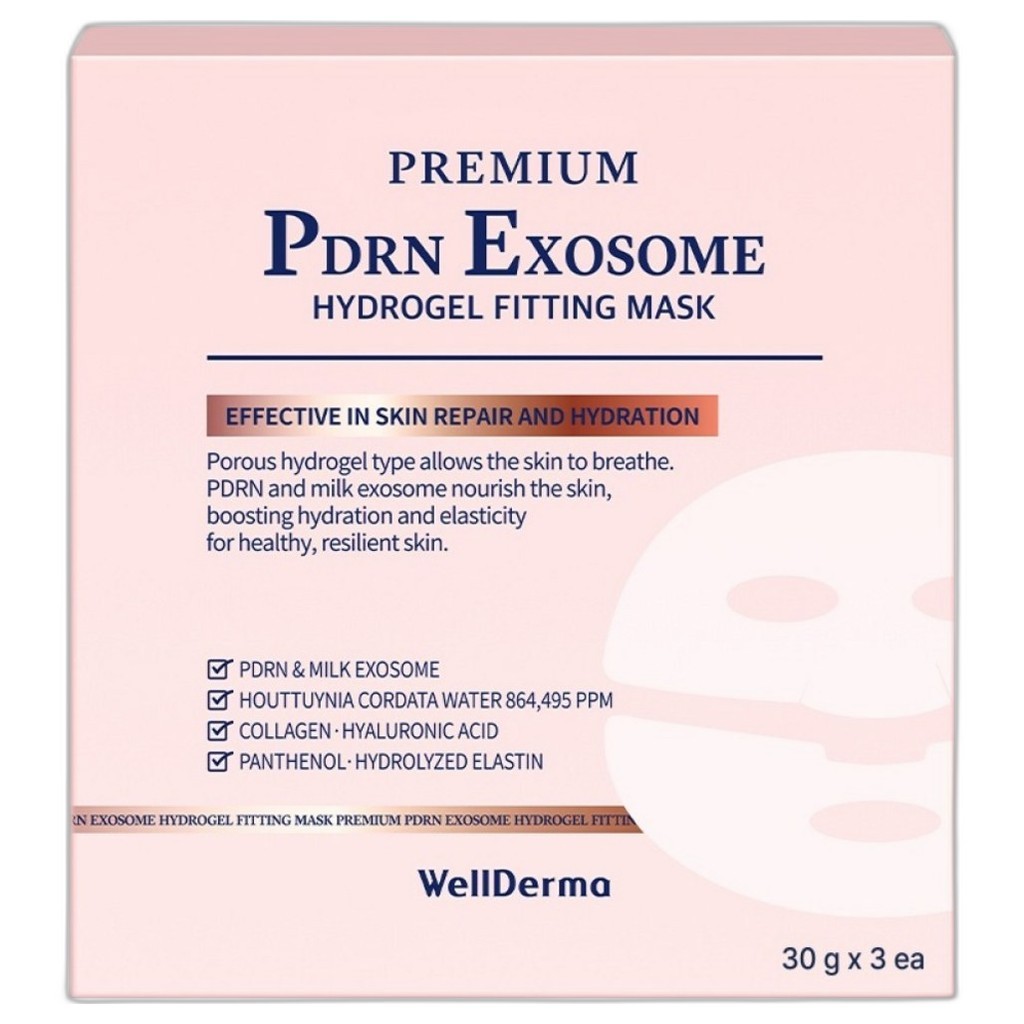 [wellderma] Mặt nạ lắp Hydrogel PDRN Exosome, 30g, 3pc / Mặt nạ Hàn Quốc / Công nghệ Exosome của Fro