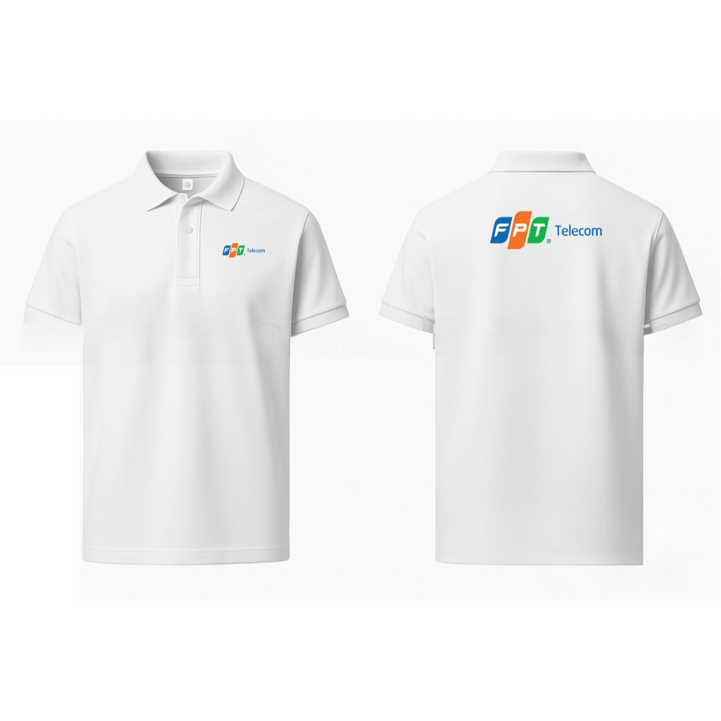 Áo Sơ Mi Polo Tay Ngắn 1 Họa Tiết FPT Telecom Unisex Phong Cách Đơn Giản Thời Trang Để Làm Việc Vải 