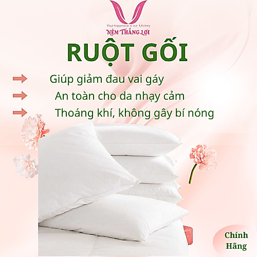 Gối Nằm Bông Gòn Thắng Lợi – Mềm Mại, Thoáng Khí, Êm Ái, Không Xẹp Lún – Size 40x60 & 50x70