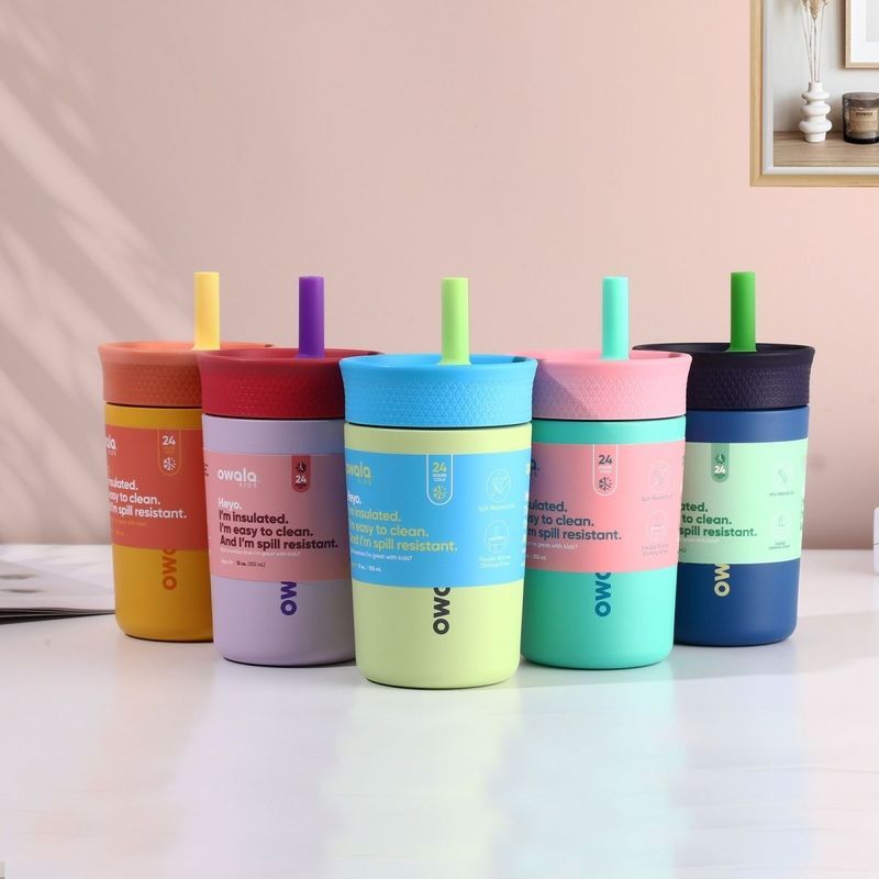 2026owala-Straw Cà Phê Thép Không Gỉ 304 Hút Chân Không Mát Cốc Silicon Thể Thao Di Động