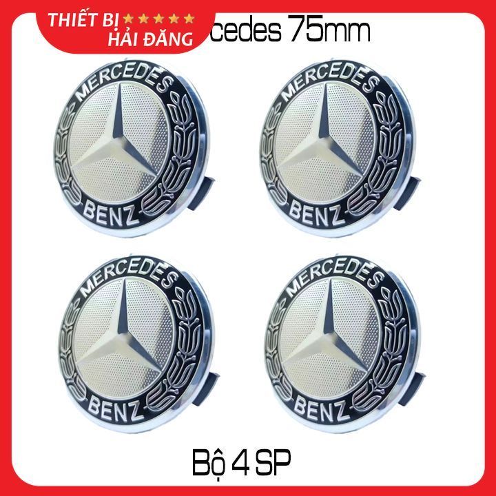 Logo mâm xe Mercedes, Chụp mâm xe Mercedes, Logo chụp Lazang xe Mercedes. (Loại 75mm)