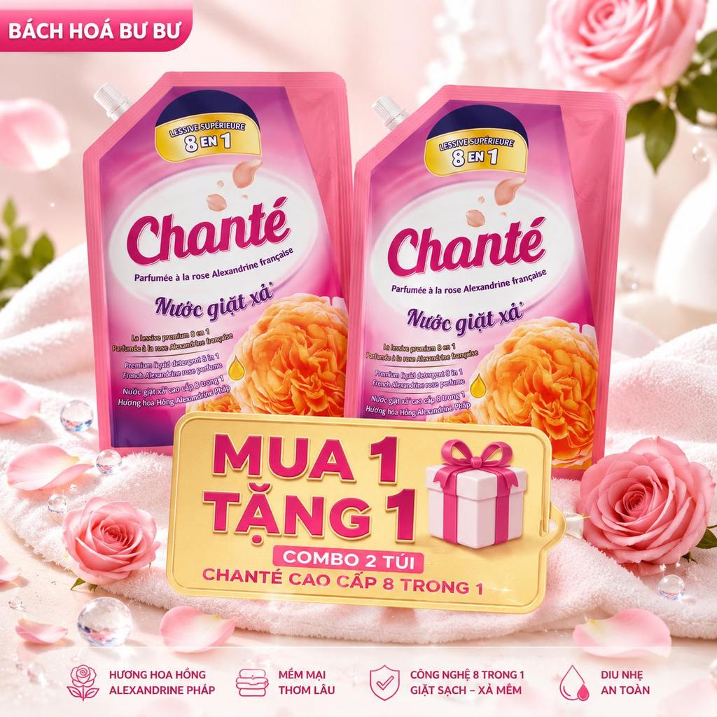 Combo 2 Túi Nước Giặt Xả Chanté Cao Cấp 8 Trong 1