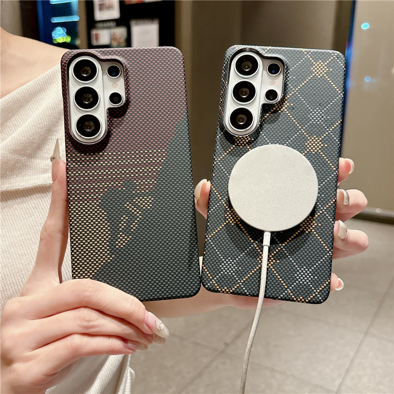 Tương Thích Cho Samsung Galaxy S26 S25 S24 S23 FE Plus Ultra Carbon Fiber Matte Chống Vân Tay Từ Tín