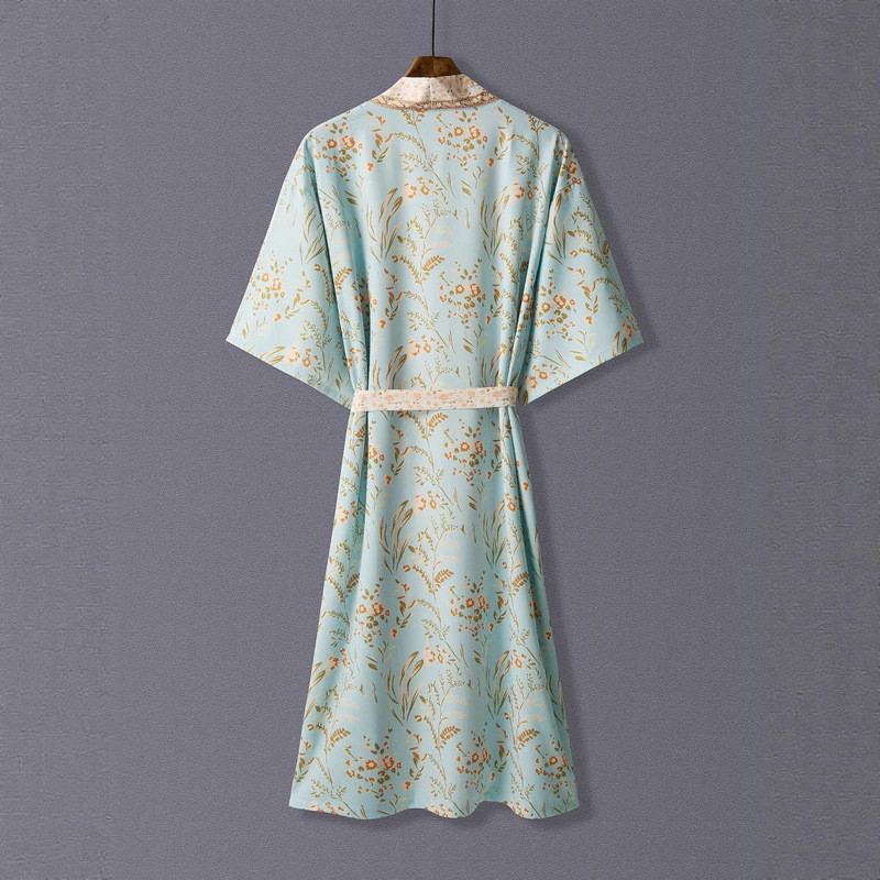 Mùa Xuân Mùa Hè Quần Áo Nữ BOHO Thanh Lịch Retro Haori Hoa Hoa Haori Áo Cardigan Trung Dài Nữ