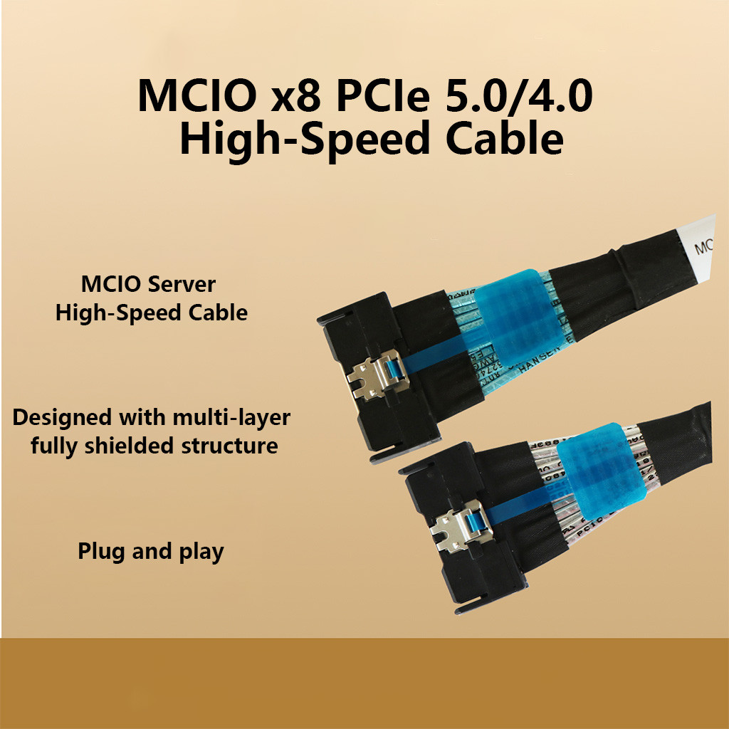 Cáp Dữ Liệu JMT MCIOX8 PCIE4.0 PCIE5.0 Máy Chủ Cáp Kết Nối Cáp Tốc Độ Cao GEN4 GEN4 Thẳng Nam Đến Na