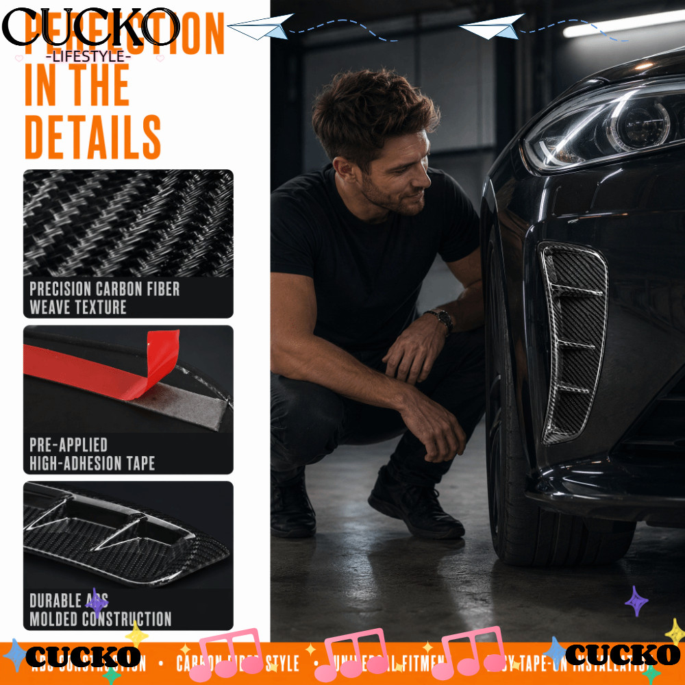 CUCKO Fender Vent Sticker, ABS Carbon Fiber Style Side Fender Trim, Dải trang trí Fender đa năng tự 