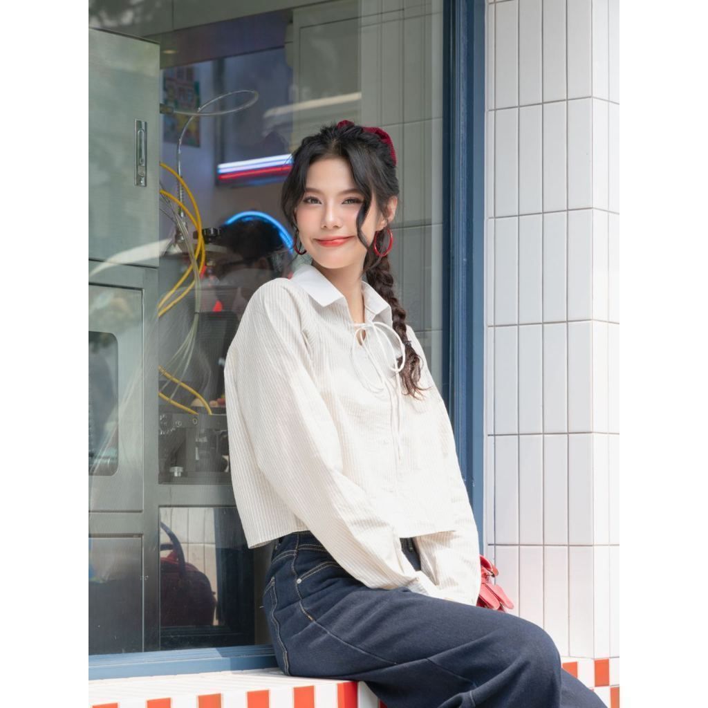 Áo sơ mi tay dài phối nơ THE C.I.U -  Athena Shirt