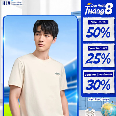 [Giảm 50%] Áo thun nam trơn ngắn tay HLA – Cotton pha Polyester & sợi tái sinh cellulose, Thời trang thoáng khí