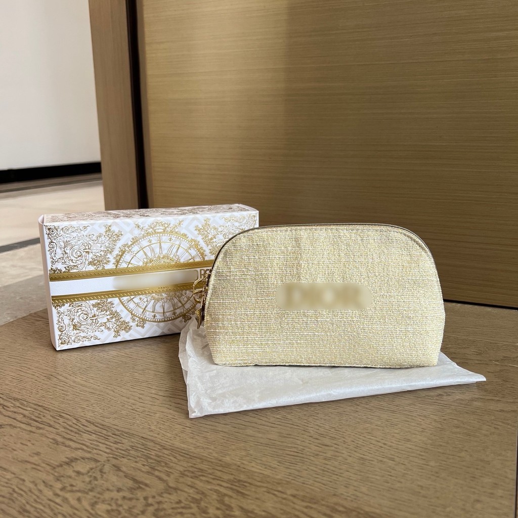 NA8C gold Jewelry box, jewelry storage box, round cosmetic box, gold-threaded shell makeup bag