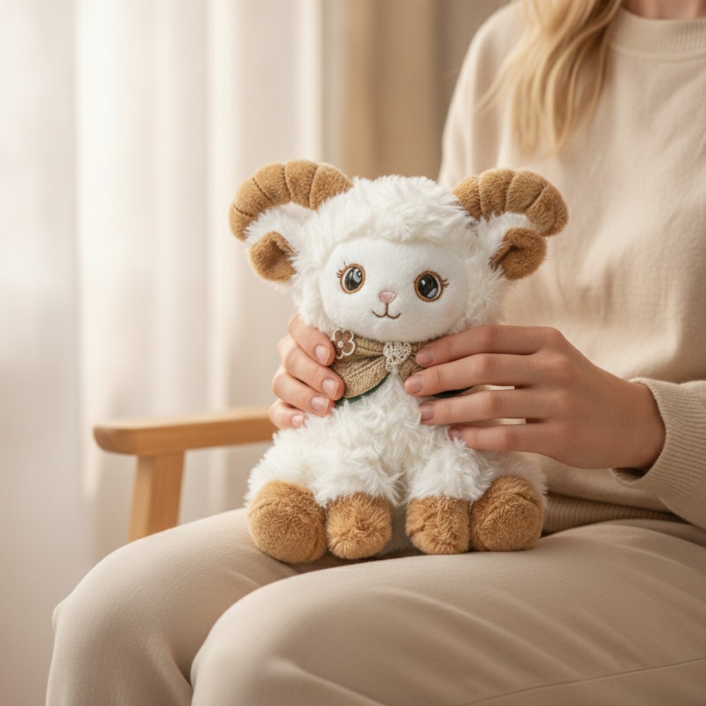 Ngồi Thịt Cừu Nhồi Bông Búp Bê Thịt Cừu Nơ Cừu Thú Nhồi Bông Thêu Cừu Nhồi Bông Thoải Mái Cho Trẻ Em