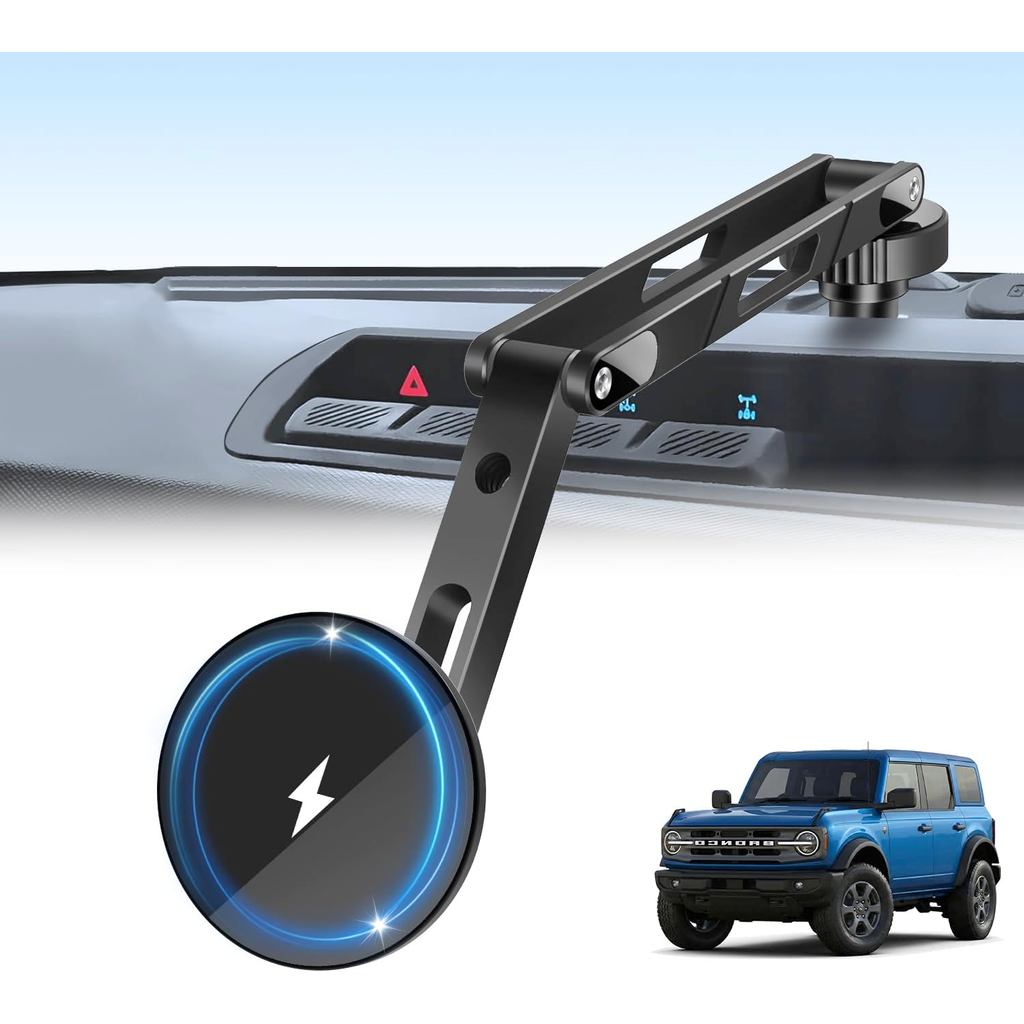 Giá đỡ điện thoại sạc không dây cho Ford Bronco 2021-2026 Cửa 2 / 4, Giá đỡ điện thoại bằng hợp kim 