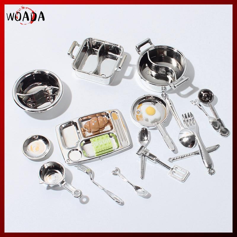 WOADA 1 / 12 Nhà Búp Bê Mô Phỏng Nồi Canh Nhà Búp Bê Mini Lẩu Bộ Đồ Ăn Búp Bê Nhà Bếp Phụ Kiện Nấu Ă