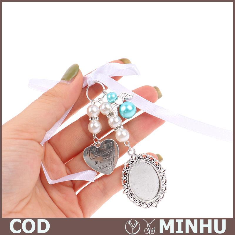 Wedding Bouquet Tim Khung Ảnh cho đám cưới Bộ nhớ Bridal ren oval Bridal Charm thiên thần Mặt dây ch