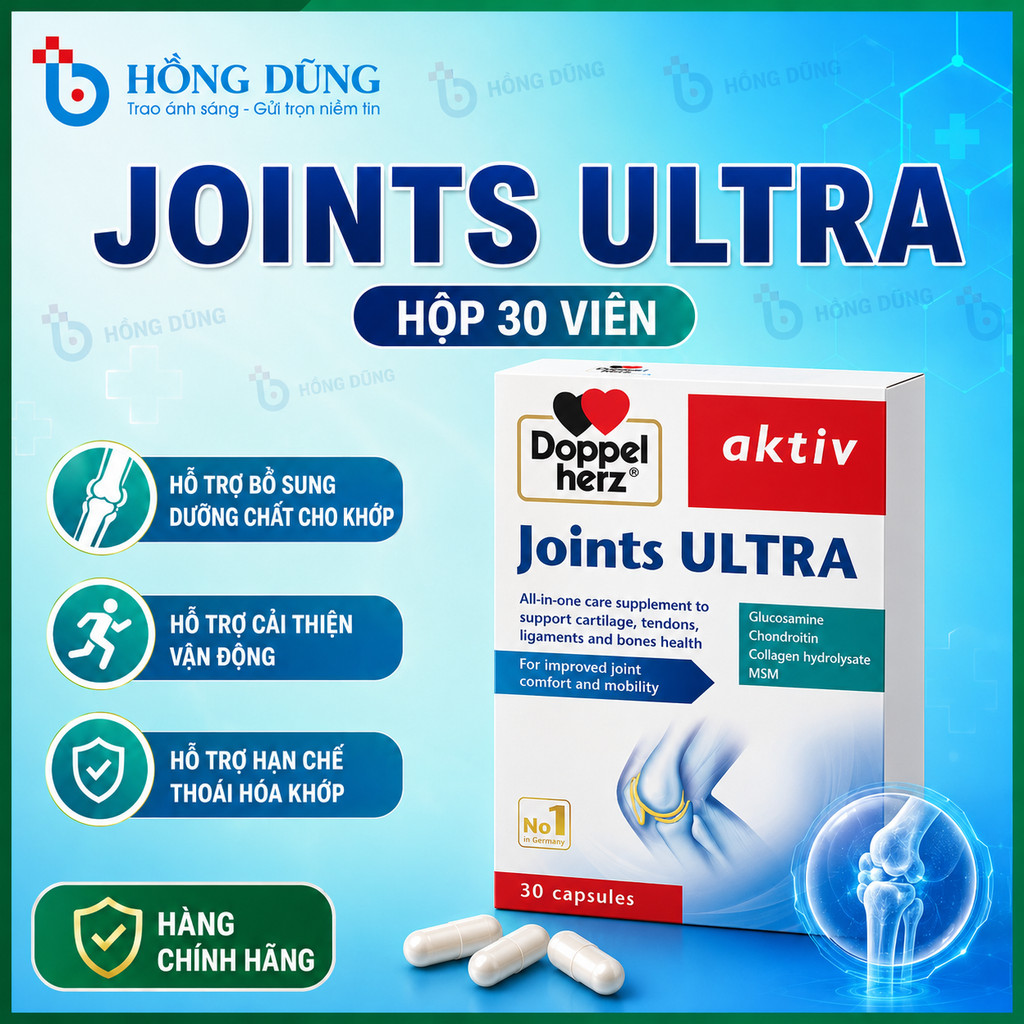Viên uống Doppelherz Joints Ultra hỗ trợ cải thiện chức năng và ngăn ngừa thoái hóa khớp (Hộp 30 viê