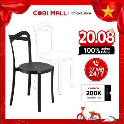 Ghế Nhựa Tựa Lưng Cách Điệu – (Trắng, Đen) - Cobihome