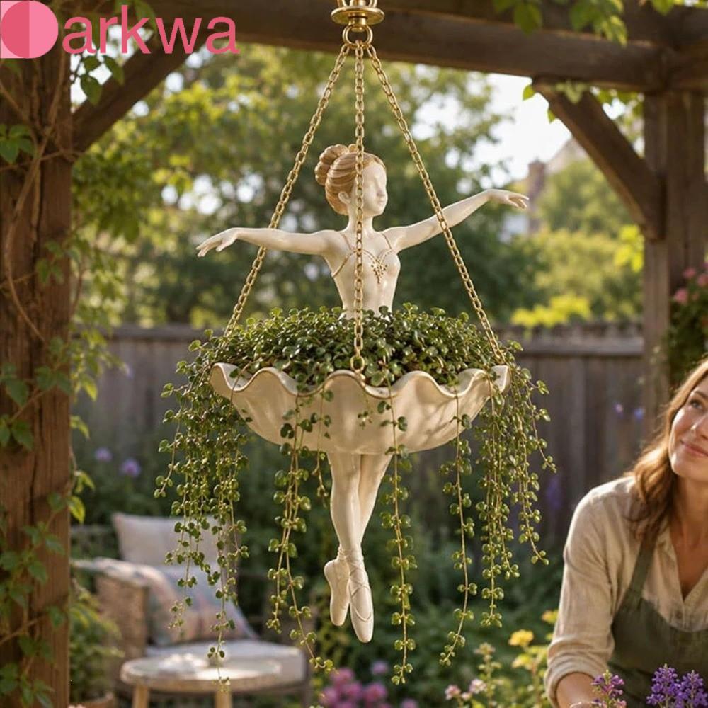 DARKWA Ballet Dancer Treo Planter Nhựa Công suất lớn Sân vườn ngoài trời