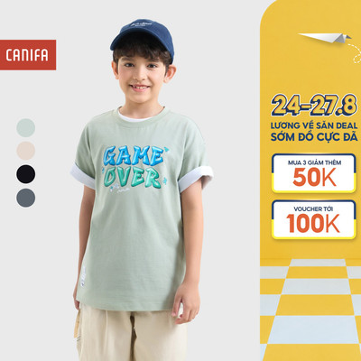 Áo phông bé trai CANIFA áo thun cộc tay chất liệu cotton US mềm mại thoáng mát 2TS26C007