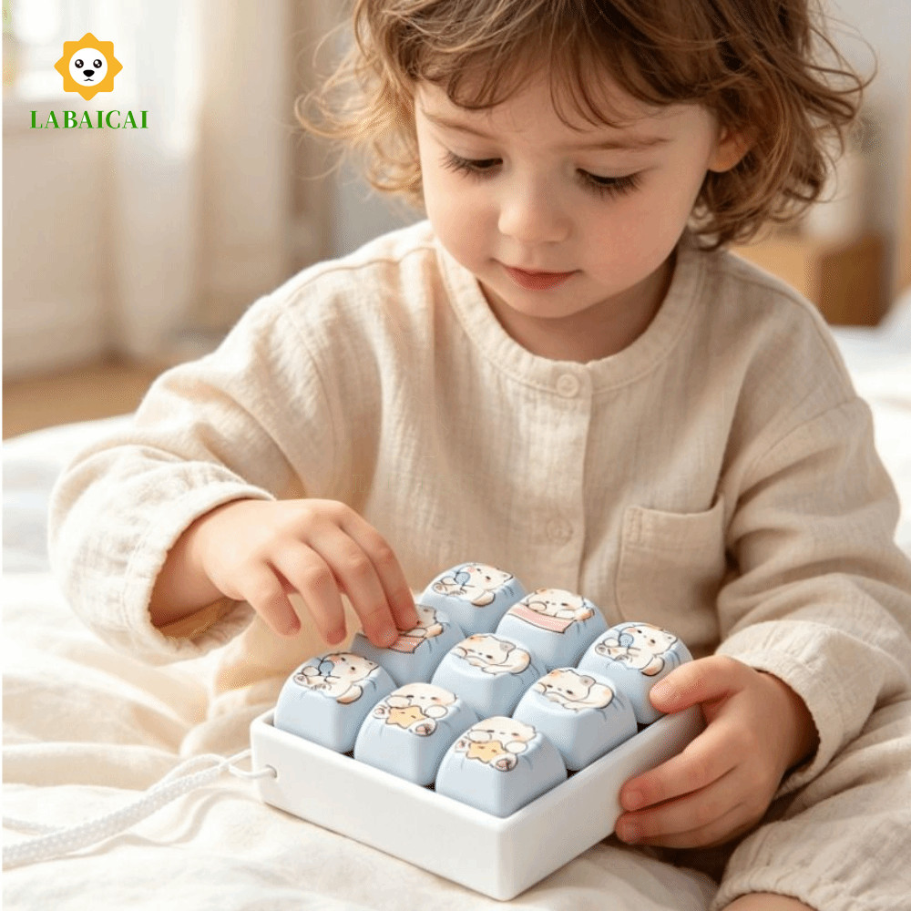 LABAICAI Fidget Clicker Móc khóa, Bàn phím nút ngón tay Cat Paws Fidget Móc khóa, Nút bàn phím Nắp p