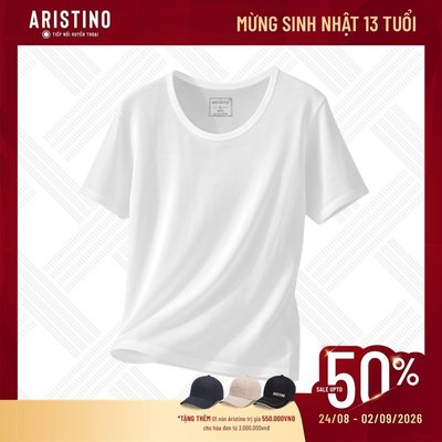 ARISTINO Áo Thun Nam Áo Lót Trong 100% Cotton AC22 Mềm Mại Thoáng Khí Thấm Hút Mồ Hôi